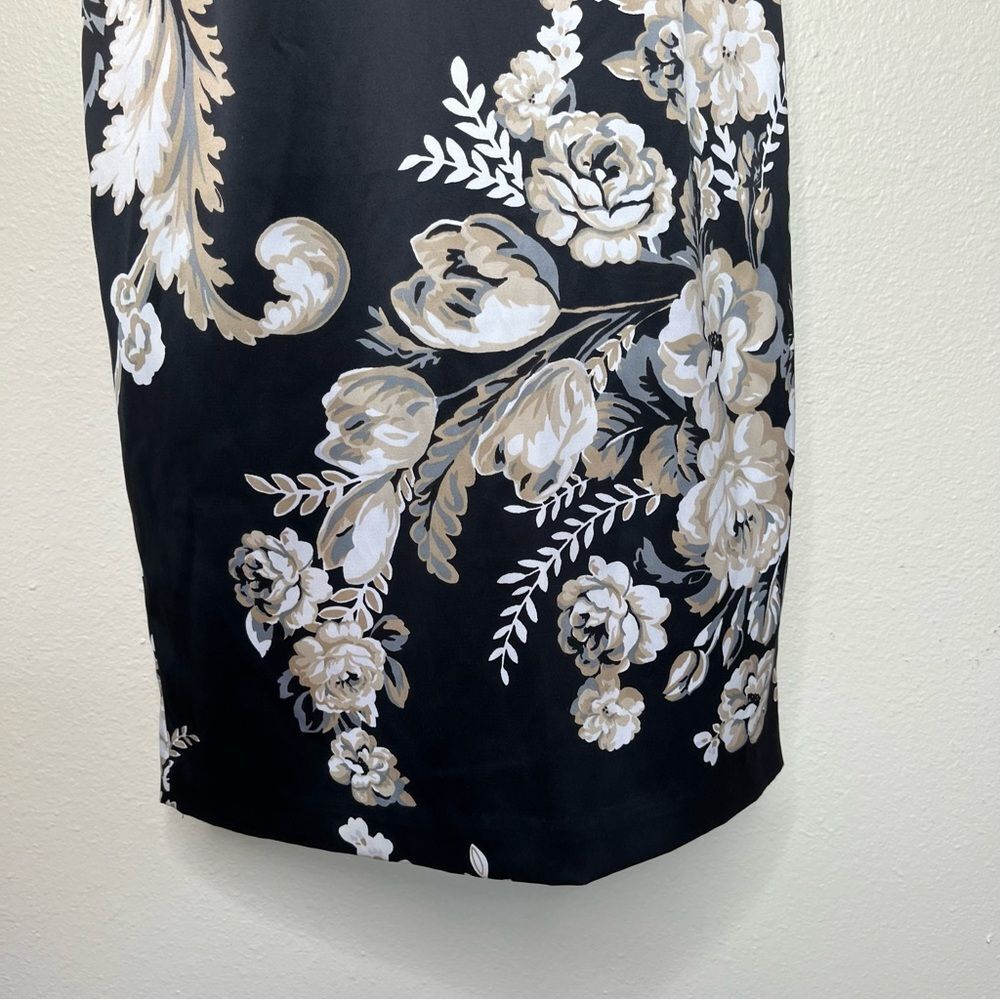 White House Black Market Floral Satin Sheath Dress Square Neck Women Size 00 - Picture 5 of 13